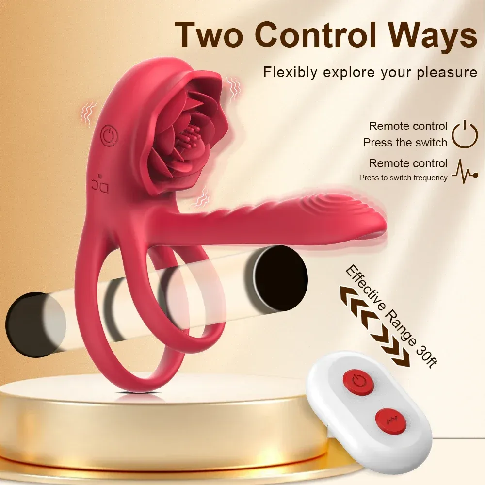 Anneau de penis 3 en 1 vibrant stimulateur de point G et clitoris avec télécommande 9 modes étanche et rechargeable USB