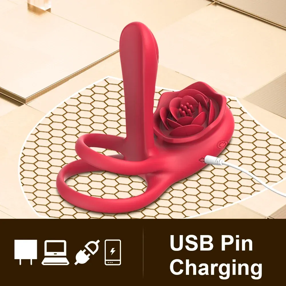 Anneau de penis 3 en 1 vibrant stimulateur de point G et clitoris avec télécommande 9 modes étanche et rechargeable USB