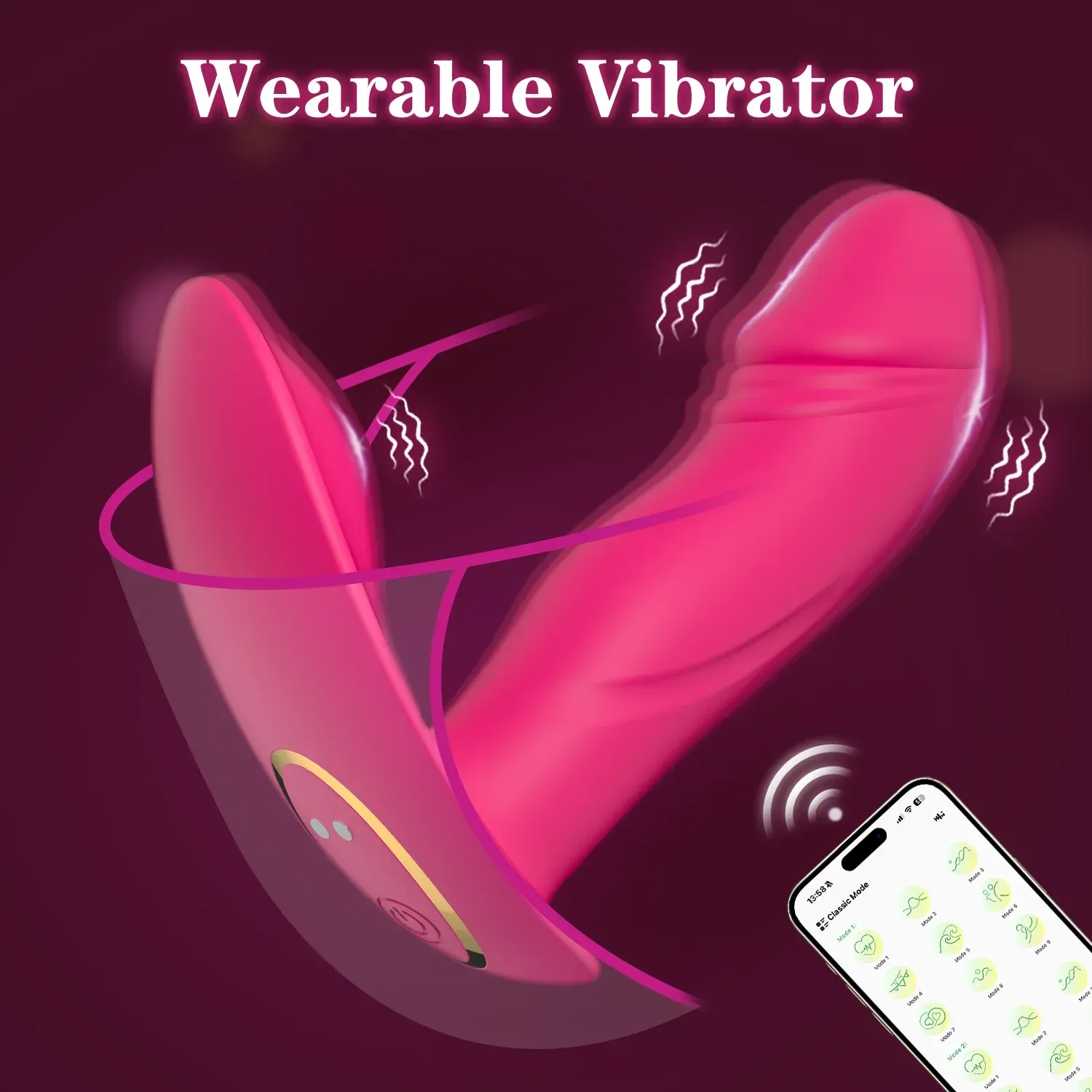 Vibromasseur 2 en 1 connecté stimulateur point G et stimulateur de clitoris 9 modes de vibration étanche rechargeable USB