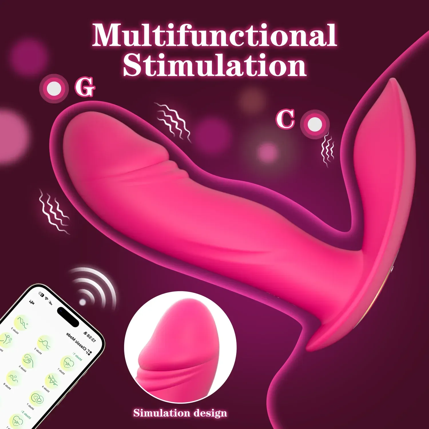 Vibromasseur 2 en 1 connecté stimulateur point G et stimulateur de clitoris 9 modes de vibration étanche rechargeable USB