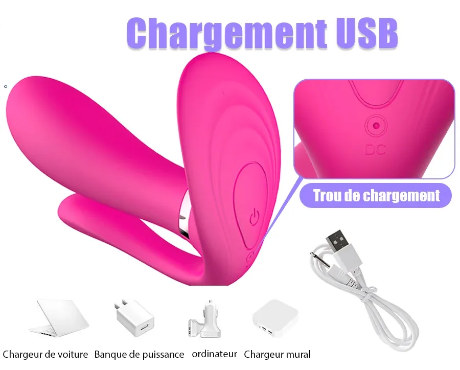 Vibromasseur 3 en 1 anal stimulateur de point G stimulateur de clitoris chauffant avec télécommande 9 modes