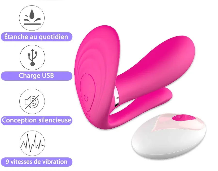 Vibromasseur 3 en 1 anal stimulateur de point G stimulateur de clitoris chauffant avec télécommande 9 modes