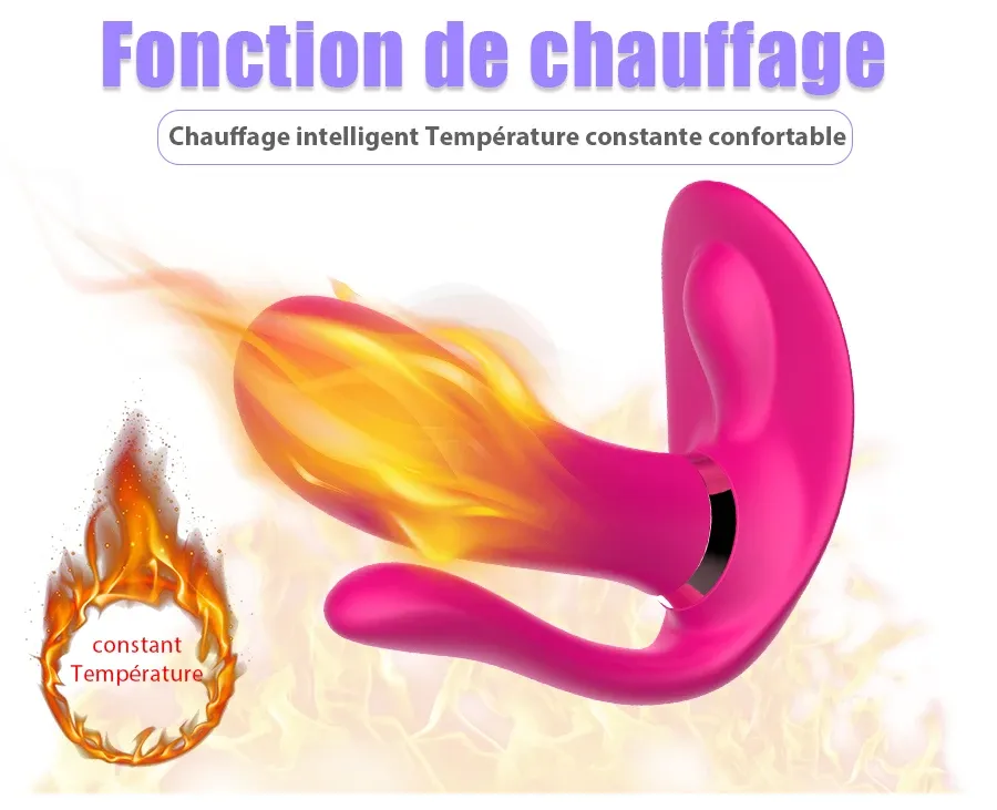 Vibromasseur 3 en 1 anal stimulateur de point G stimulateur de clitoris chauffant avec télécommande 9 modes