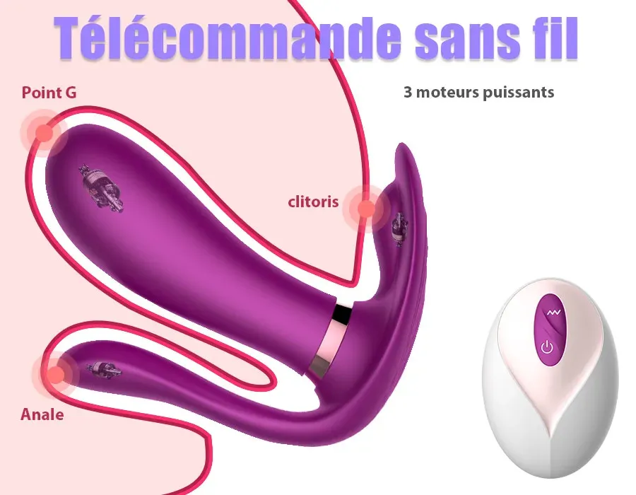 Vibromasseur 3 en 1 anal stimulateur de point G stimulateur de clitoris chauffant avec télécommande 9 modes