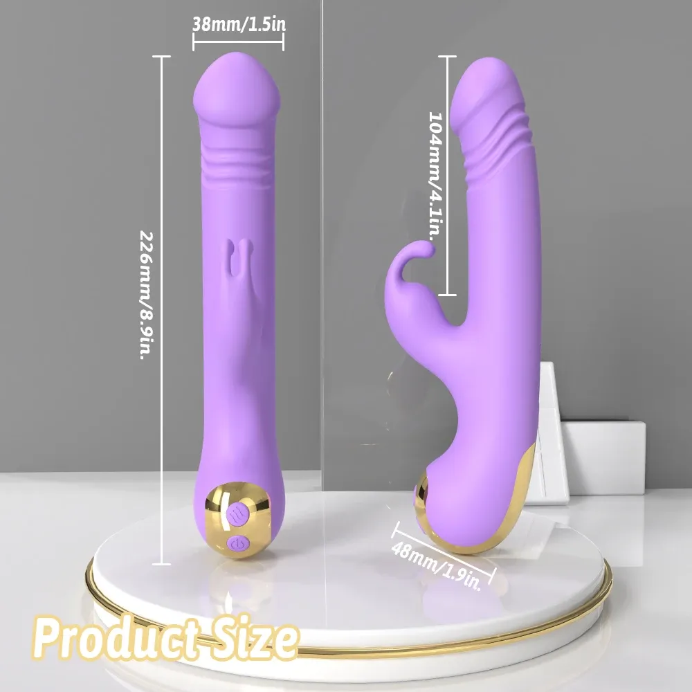 Vibromasseur 3 en 1 clitoridien va et vient stimulateur de point G tête de lapin 9 modes étanche rechargeable USB