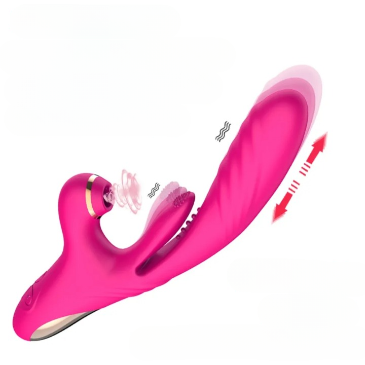 Vibromasseur à succion 3 en 1 clitoridien va-et-vient avec langue aspirateur clitoris stimulateur point G 7 niveaux de vibration