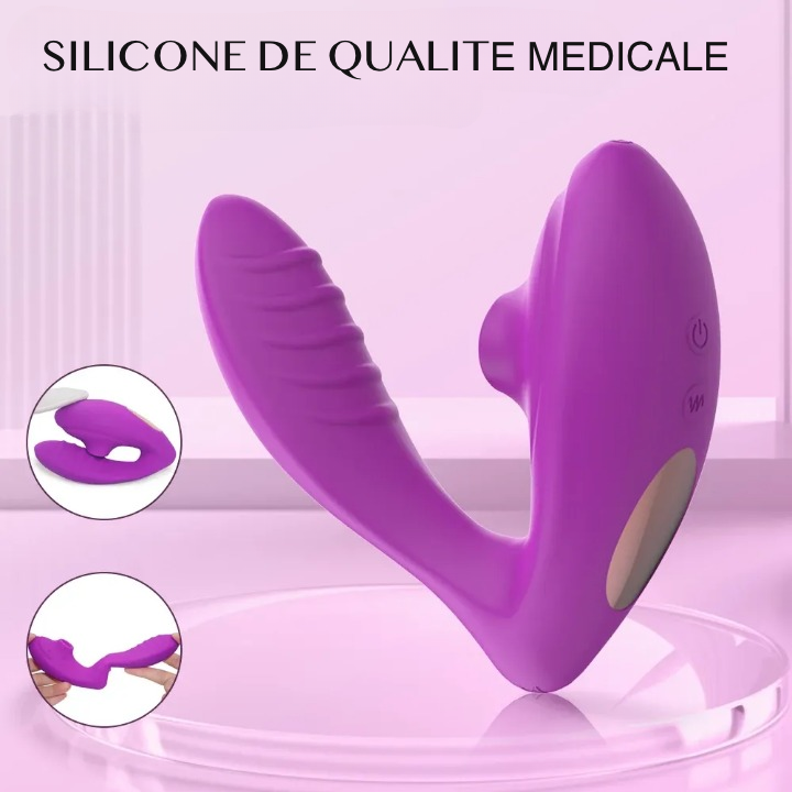 Vibromasseur clitoridien 2 en 1 aspirateur de clitoris stimulateur point G connecté 10 mode succion et 10 modes de vibration