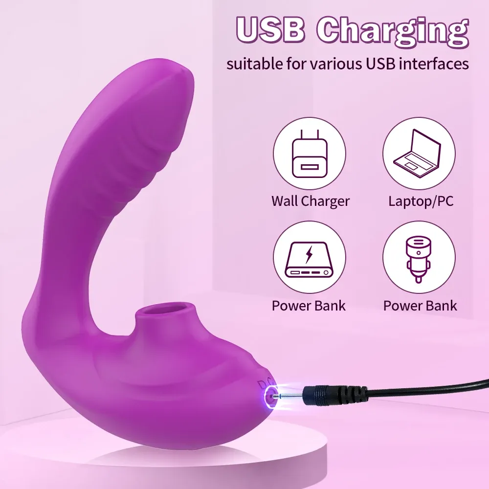 Vibromasseur clitoridien 2 en 1 aspirateur de clitoris stimulateur point G connecté 10 mode succion et 10 modes de vibration