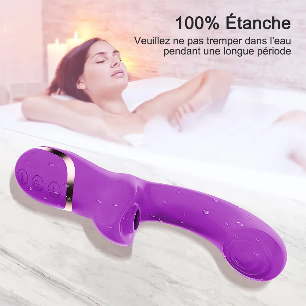 Vibromasseur clitoridien 2 en 1 aspirateur de clitoris stimulateur point G silencieux avec 10 niveaux de succion