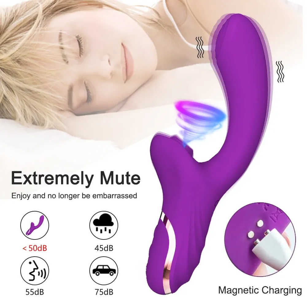 Vibromasseur clitoridien 2 en 1 aspirateur de clitoris stimulateur point G silencieux avec 10 niveaux de succion