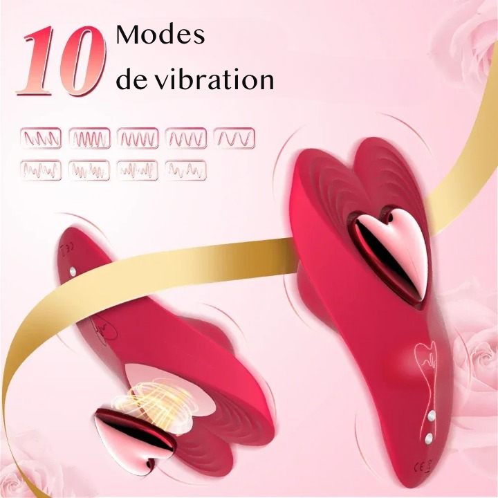 Vibromasseur clitoridien connecté stimulateur de clitoris silencieux étanche 10 modes avec système de blocage magnétique sous culotte