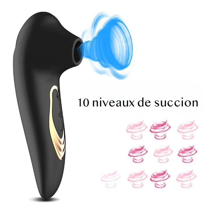 Vibromasseur clitoridien aspirateur de clitoris et de tétons silencieux étanche 10 modes de succion rechargeable USB